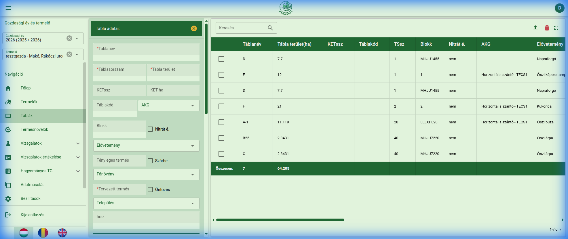 Tábla Nyilvántartás